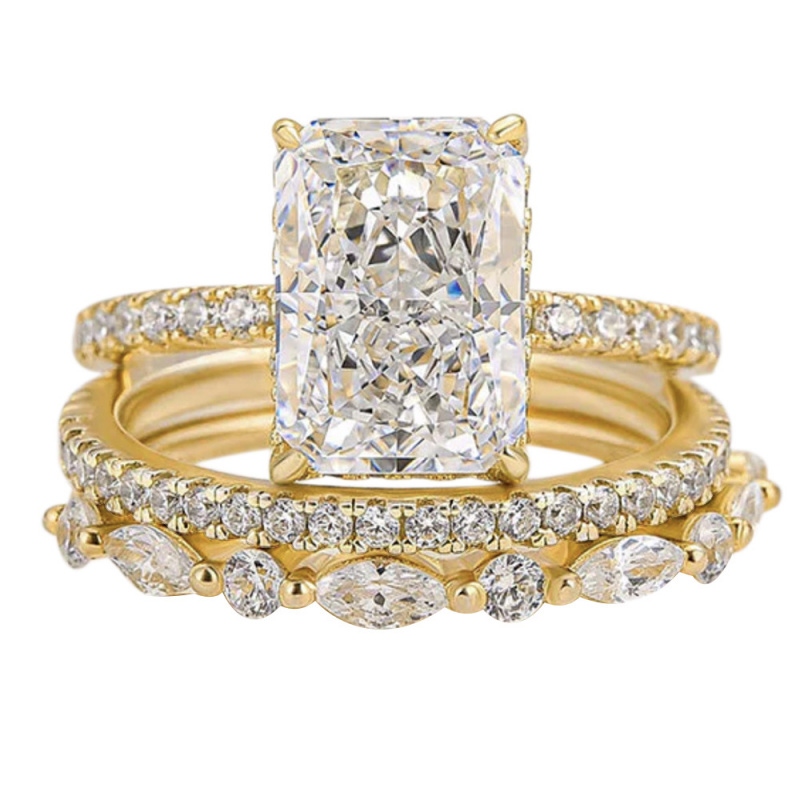 Moissanite Ring - Gold Plated Coppers925Sterling Silver Super Sparkling