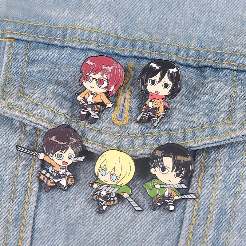 Levi Jewelry & Watches Inc - Chibi Enamel Pins Custom Eren Mikasa