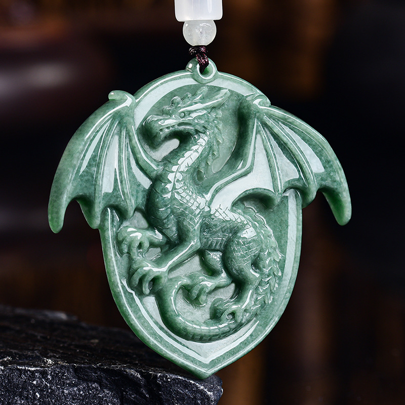 The Jewelry & Watches - Natural Burmese Jadeite Dragon Pendant Necklace