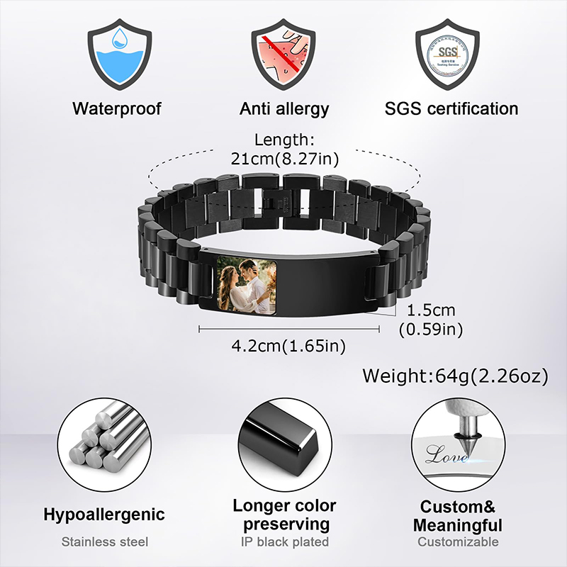 Custom Picture Text Bracelet W - огляд і ціна Jewelry Watches Men