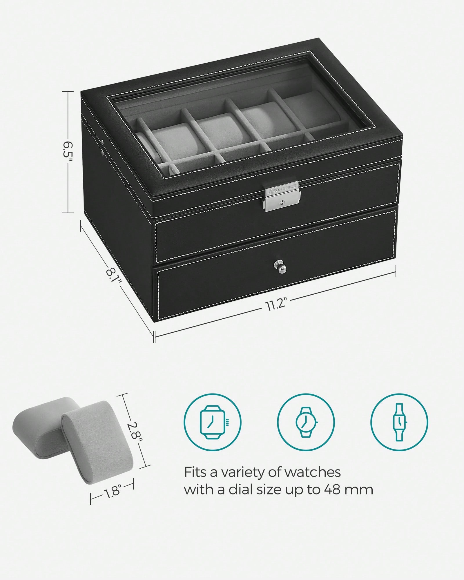 20-Slot Watch Box with Glass L - огляд і ціна Jewelry Watches Men