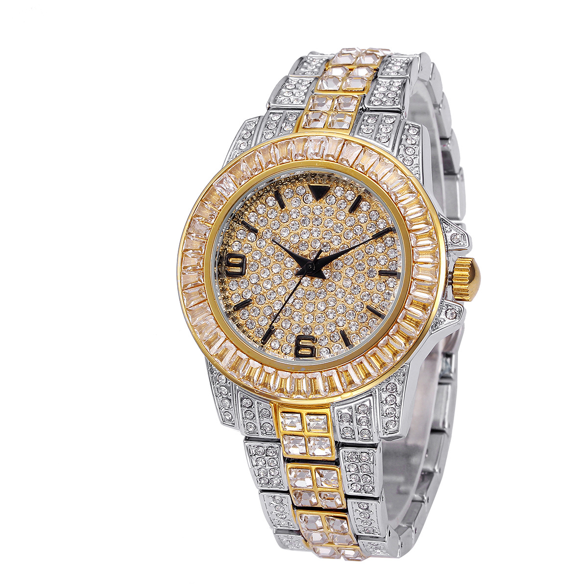 Luxury Full Stone Quartz Watch - огляд і ціна Jewelry Watches Men