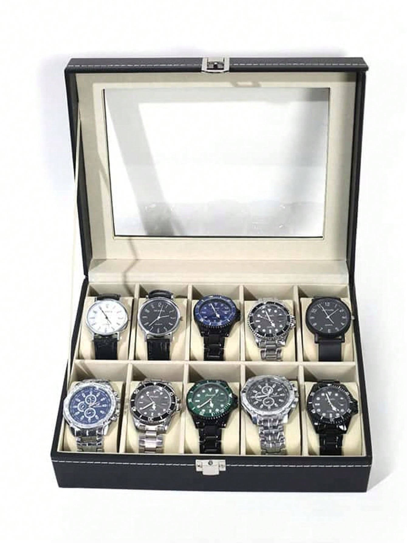 Leather Watch Box with Lock, L - огляд і ціна Jewelry Watches Men
