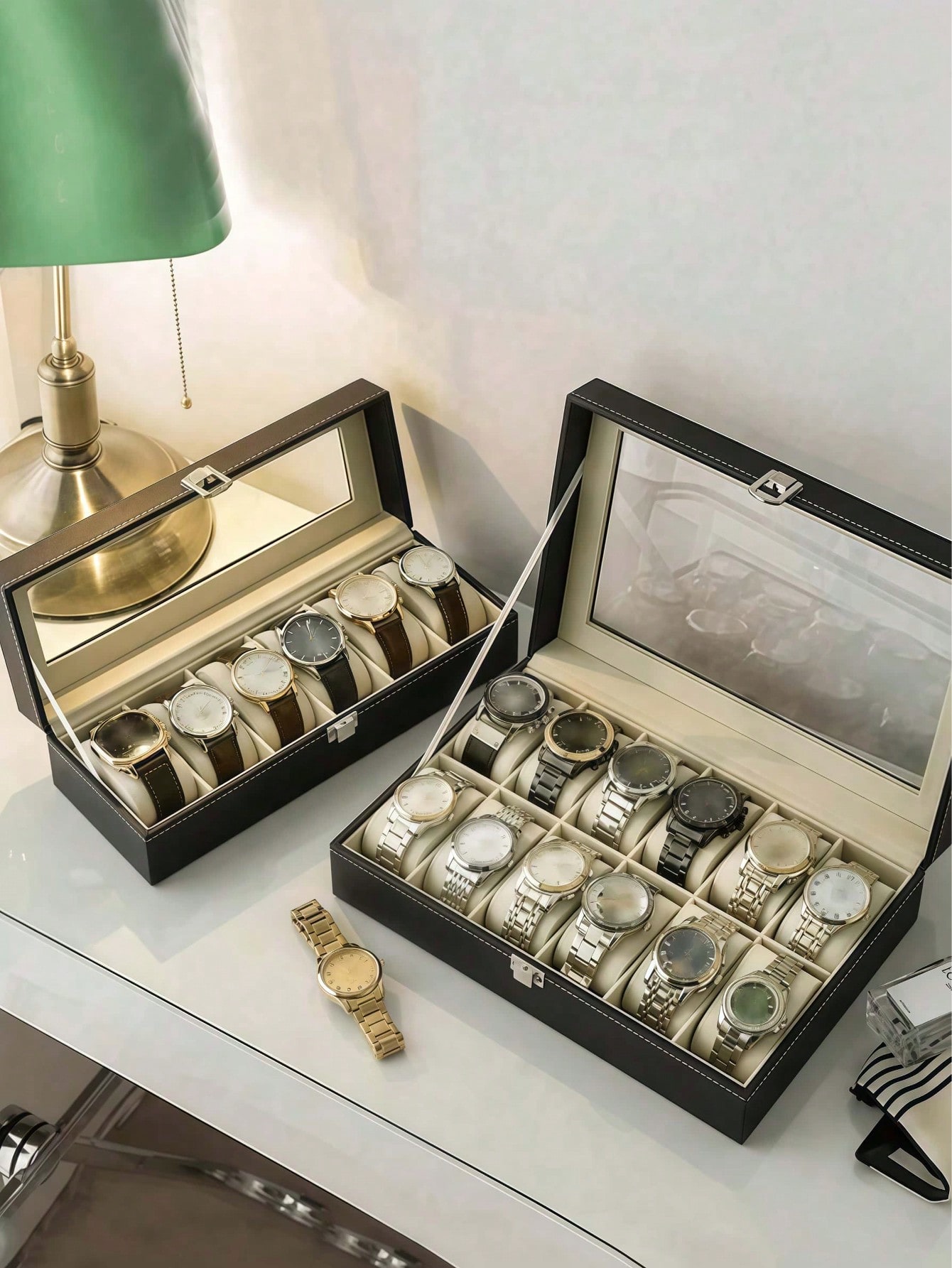 Leather Watch Box with Lock, L - огляд і ціна Jewelry Watches Men